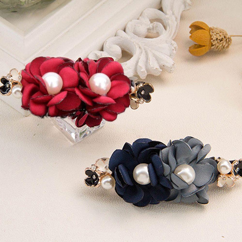 Pearl for Stewardess Nurse Flower Hairnet Women Spring Clip Mesh Snood Korean Style Headwear