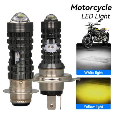 Motorcycle LED Headlight H4 P15D Hi/Low Lights Dual Colors Headlight Projector Lens Bulb Motor Driving Lights DRL Front Lamp