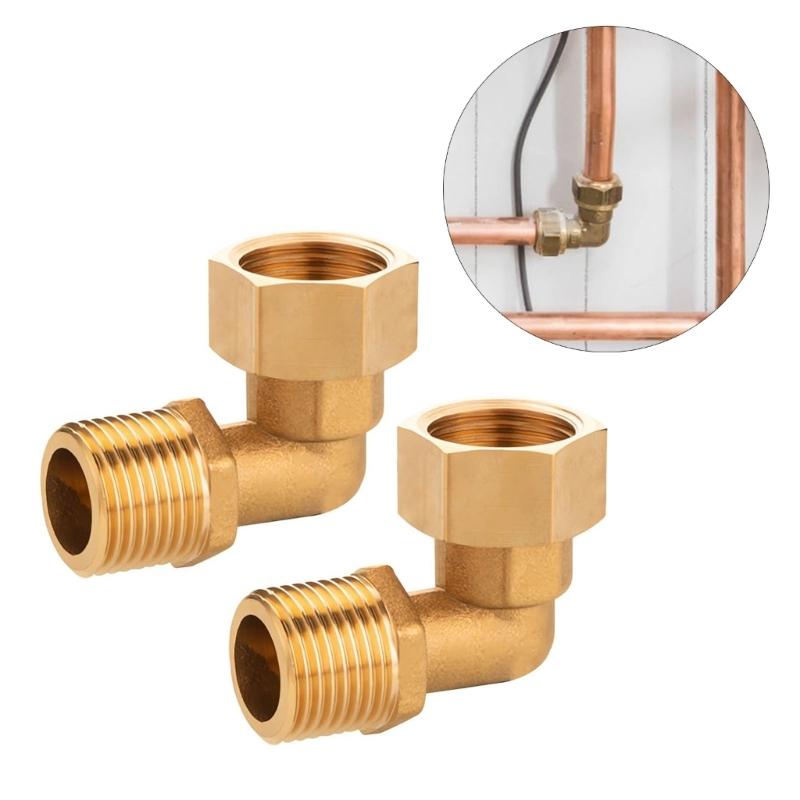 Pair Of Brass 90 Degree Elbow Connectors 1/2 Inch Elbow Joint Bathroom Pipe Adapter 2pcs for Cooling & Solar Systems