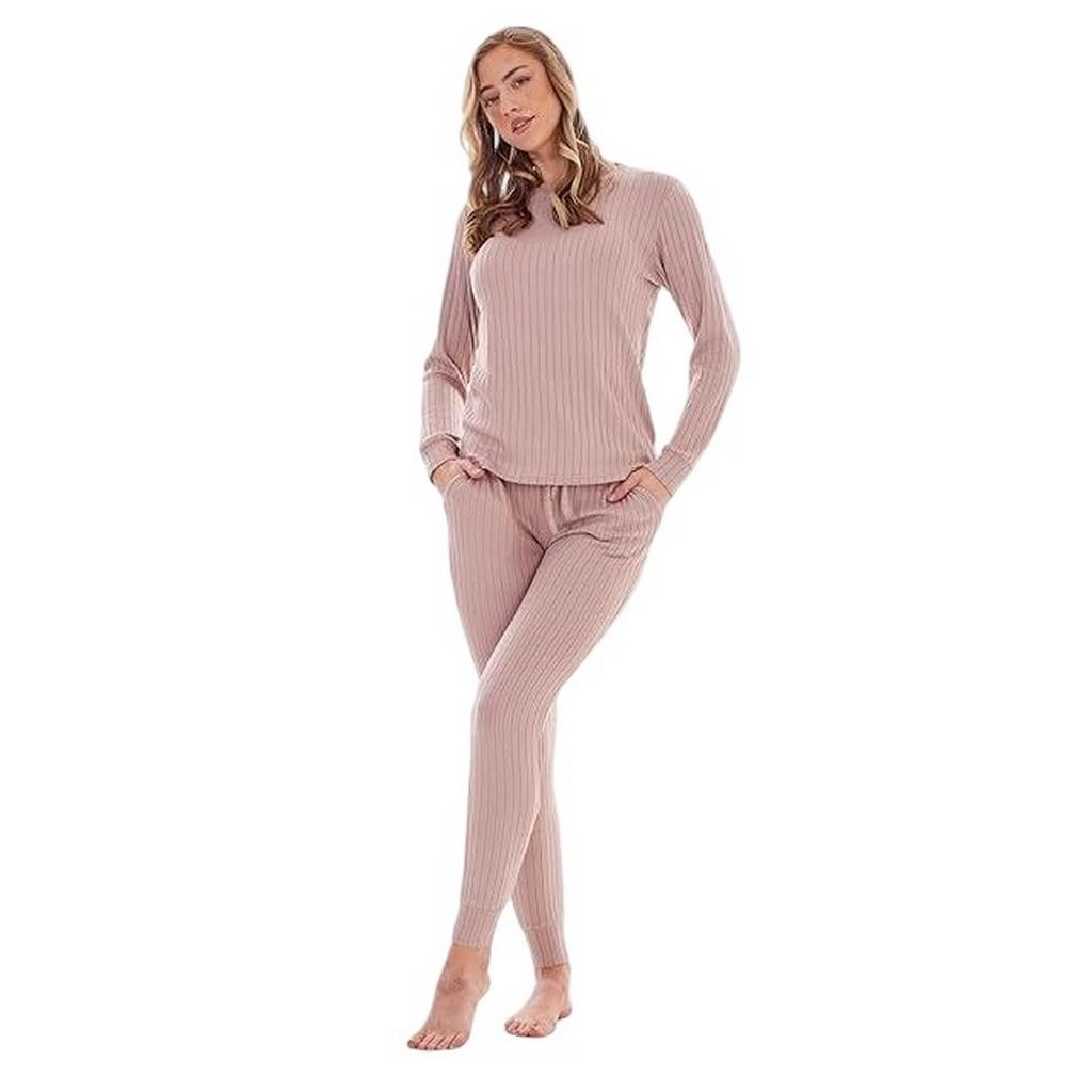 Keanu Womens/Ladies Ribbed Long Pyjama Set