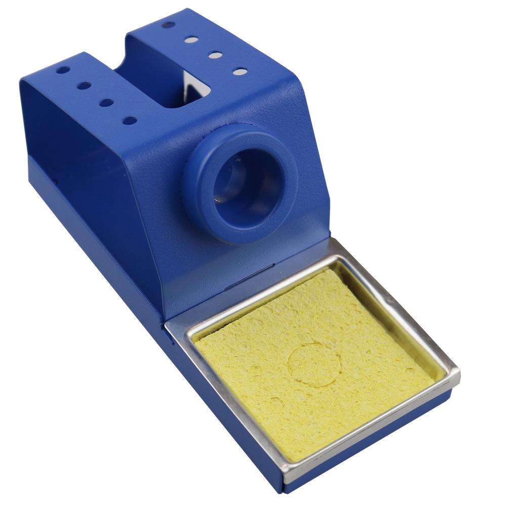 Multi-Function Electric Soldering Station with Stainless Steel and T12 Rosin Technology, Includes Sponge, Iron, and Purple Sandalwood Stand.