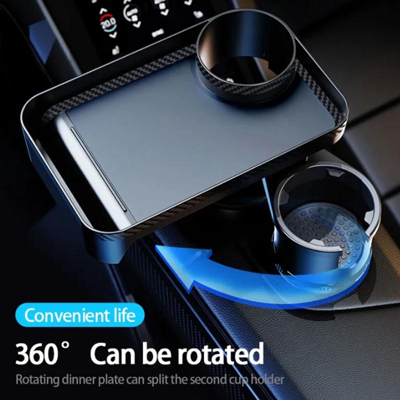 Portable Car Cup Meal Tray Expanded Holder Attachable Adjustable Cup Tray Car Food Desk Table Holder Rotatable