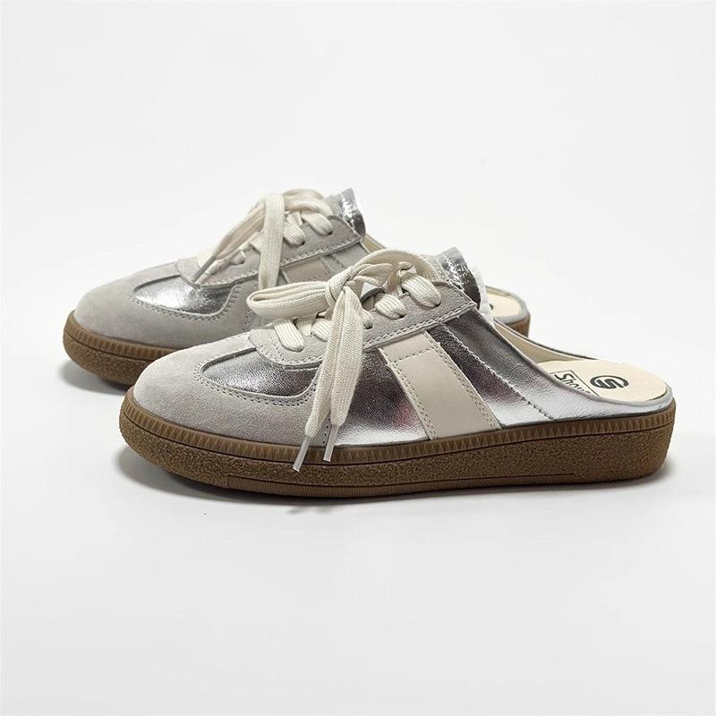 Fashion bag head half slippers women's spring and autumn wear one pedal lazy little white casual moral training shoes flat sandals