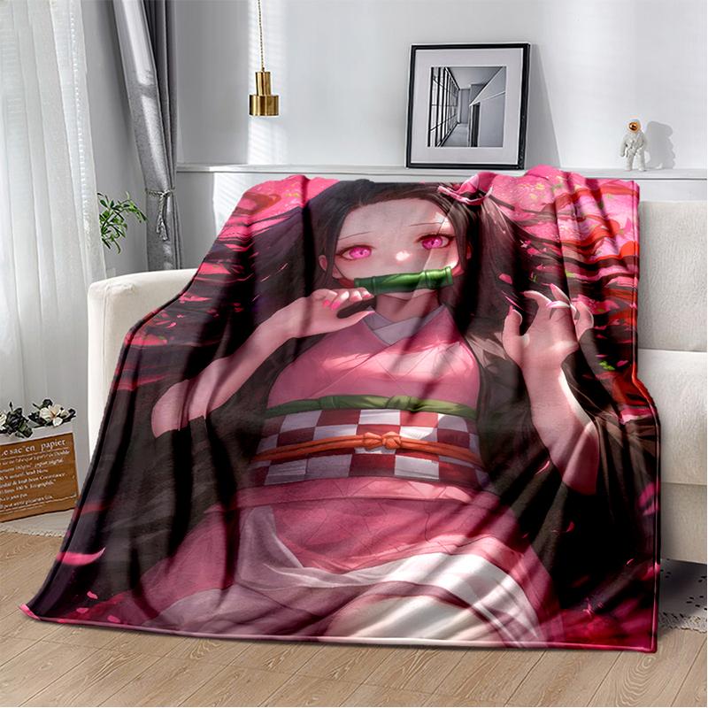 30 Style Demon S-Slayer Cartoon  Kamado Nezuko Anime Blanket,Soft Throw Blanket for Home Bedroom Bed Sofa Travel Office Kids
