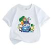 Kids Boys Girls Crew Neck Short Sleeve T Shirt, 100% Cotton Casual Tee with Cute Cartoon Police Car Lovely Characters Print for Children Daily Wear
