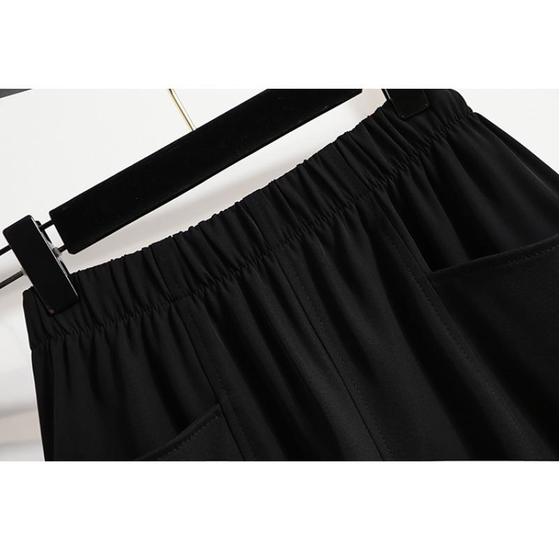 DIMANAF 2025 Plus Size Shorts Summer Women Solid Loose High Waist Casual Wide Leg Pants Short Pants Basic Harem