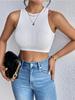 Round Neck Ribbed Tank Top Solid Color Crop Tops Women Summer Knitting Camis Fashion Tube Female Sleeveless Cropped Vest Y2K