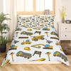 Truck Excavator King Queen Duvet Cover Yellow Tractor Bedding Set For Kids Boys Girls Cartoon Car Transporter 2/3pcs Quilt Cover