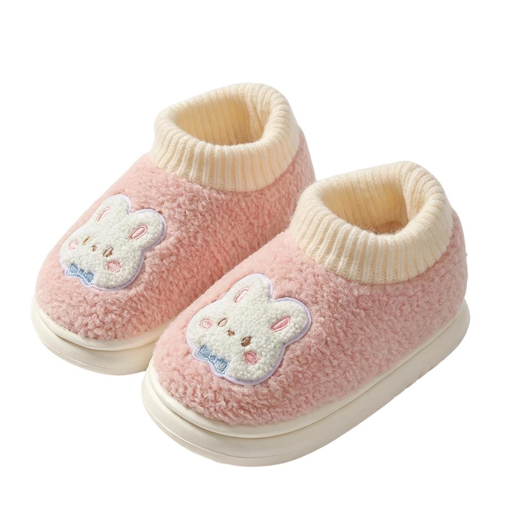 Kids' Large Size Winter Cotton Slippers with Back, Stylish Warm Casual House Shoes for Boys and Girls