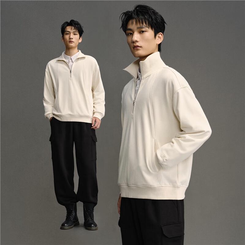 GIORDANO CONCEPTS Men's Half-Zip High-Neck Sweatshirt