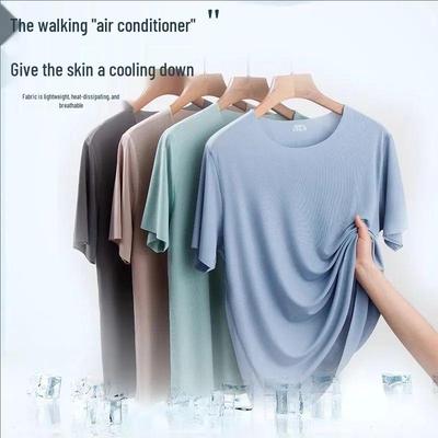 Modal Herren Sommer-Pyjama-Set mit kurzen Ärmeln aus Eis-Seide, 2025 Neue Teenager Hauskleidung.