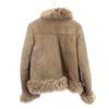 OLD 90s Leather Jacket 9 Beige Boa Fur Lining Women Used