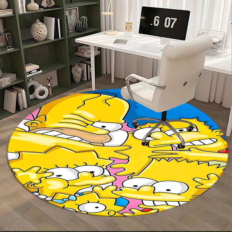 Simpsons Family Chair Mat - Round Carpet for Home Decor, Office, Living Room