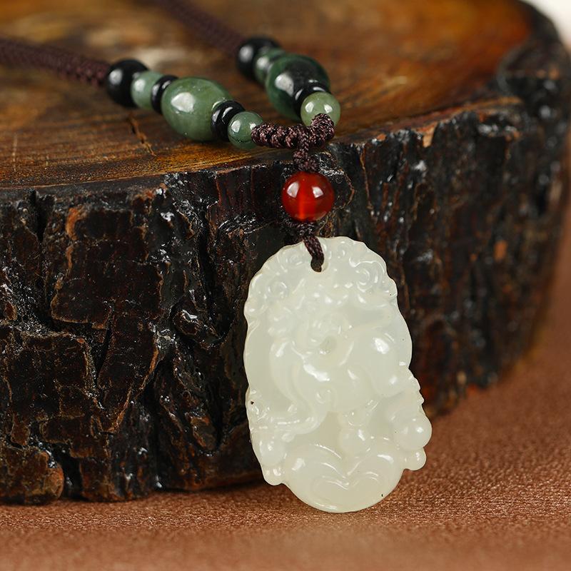 Jade Zodiac Necklace, Men's and Women's Versatile Long Sweater Chain Accessories, High-end Zodiac Signs, Antique Pendants, Hanging Accessories