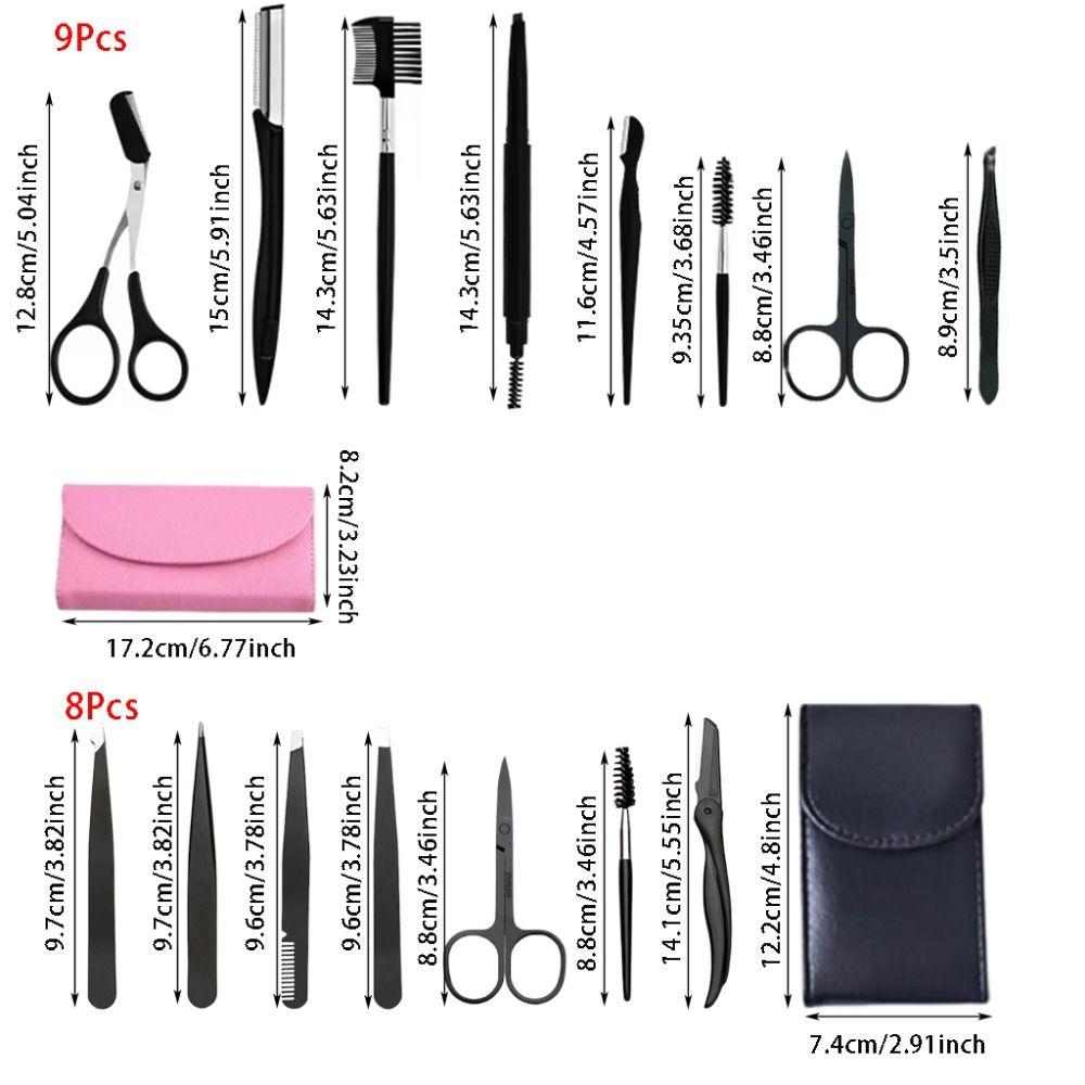 8/9 Stück Edelstahl Augenbrauenpflege-Set 7/8in1 Präzisionspinzette Professionelles Pinzetten-Set Augenbrauenstift Augenbrauenrasierer