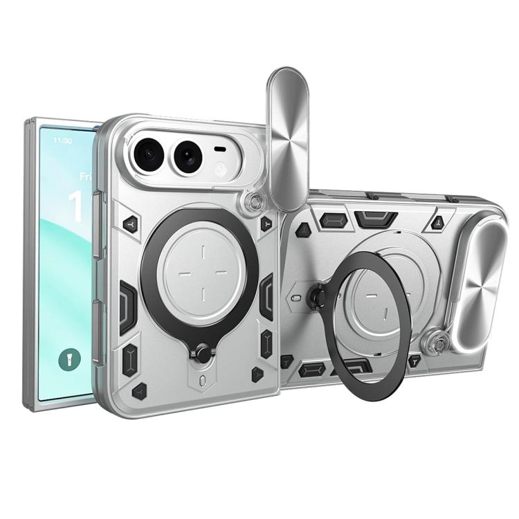 CD Texture Sliding Camshield Magnetic Holder Phone Case For iPhone Duo, TPU PC Shockproof Lens Protective Cover