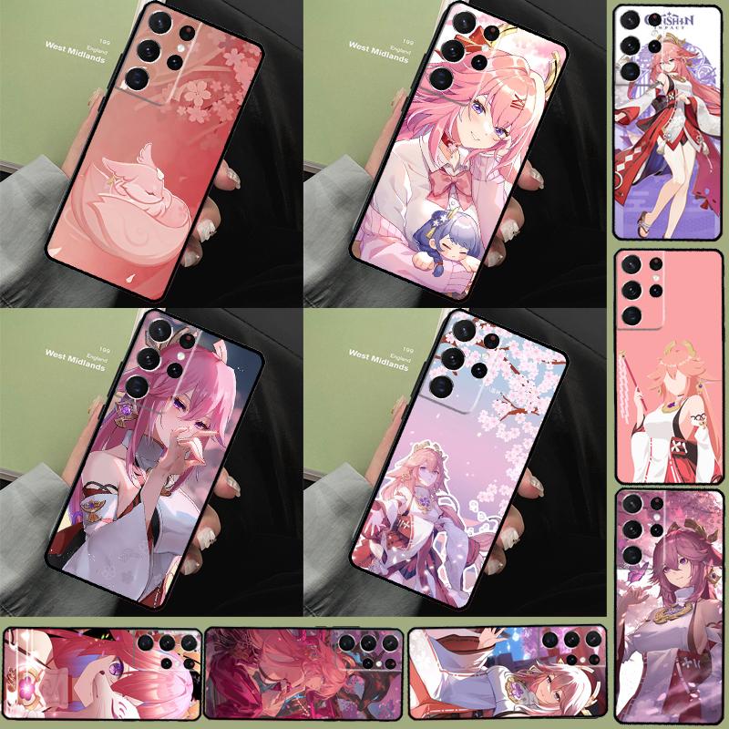Genshin Impact Yae Miko Phone Case For Samsung Galaxy S24 Ultra S9 S10 S20 S21 S22 S23 Plus S24 FE S25 Ultra Cover