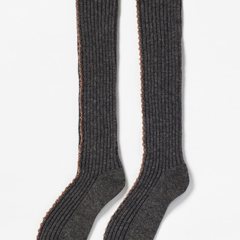 Between A and B WOOL PICOT KNEE SOCKS_MOCHA,CHARCOAL