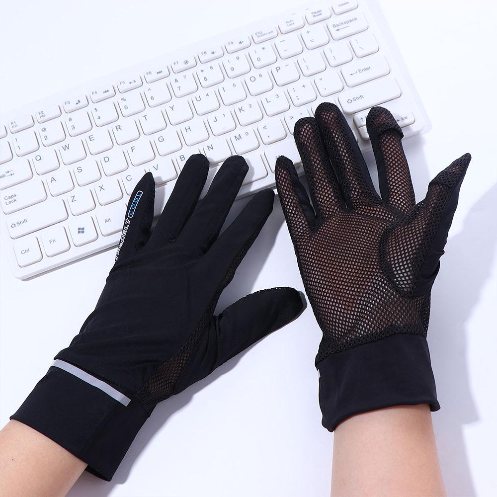 Elastic Ice Silk Breathable Anti-UV Mesh  Sunscreen  Gloves Mittens Driving Gloves
