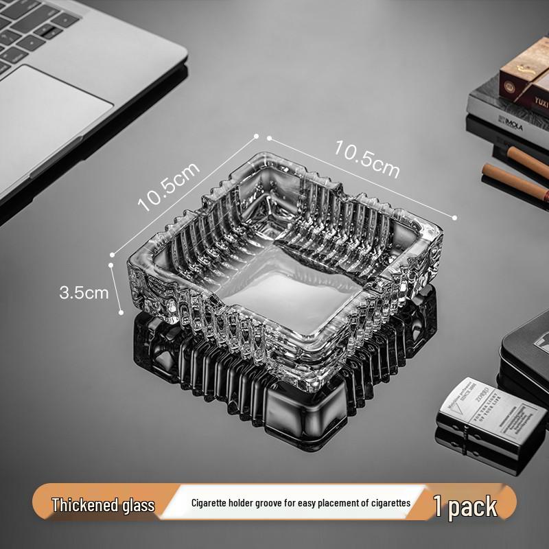 Crystal Glass Ashtray: Elegant, Fly-Repellent Design for Home or Office