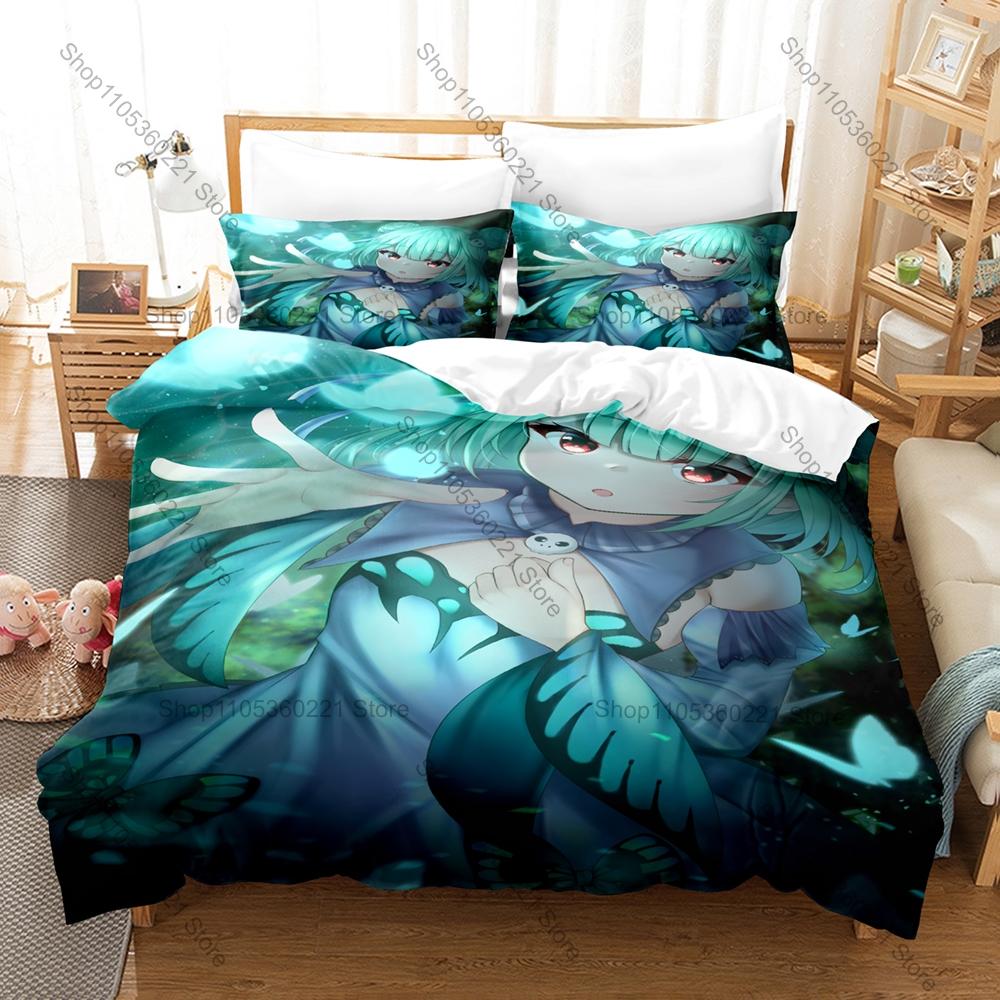 Anime Bedding Set 3Pcs Hololive Rushia Yandere Necromancer Design Stylish Bedroom Ornament Gift