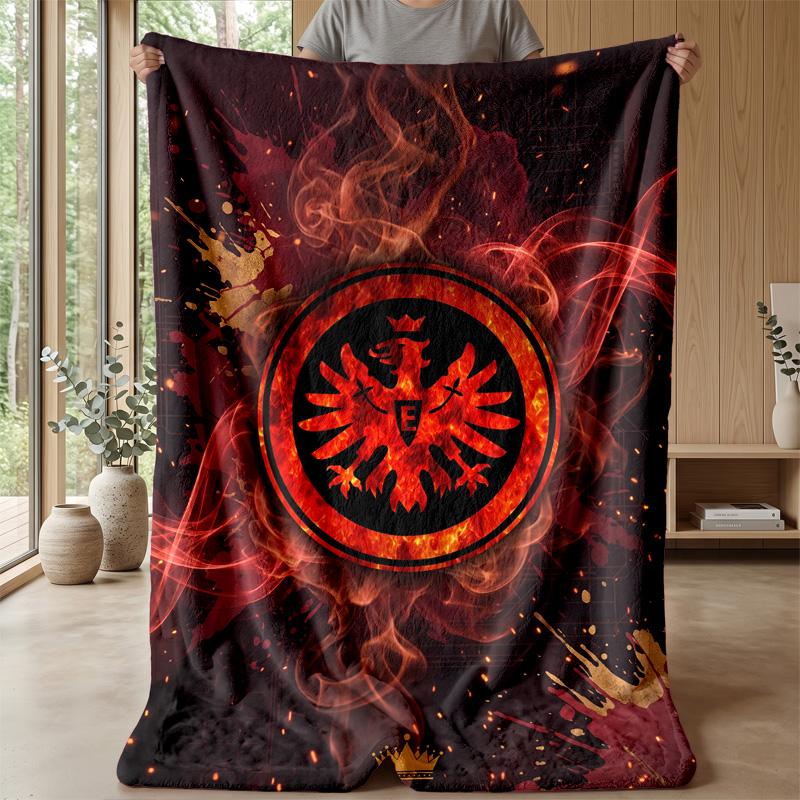 Eintracht Frankfurt Football Print Flannel Blanket, Soft Warm Lightweight Throw Blanket for Sofa Bed Camping