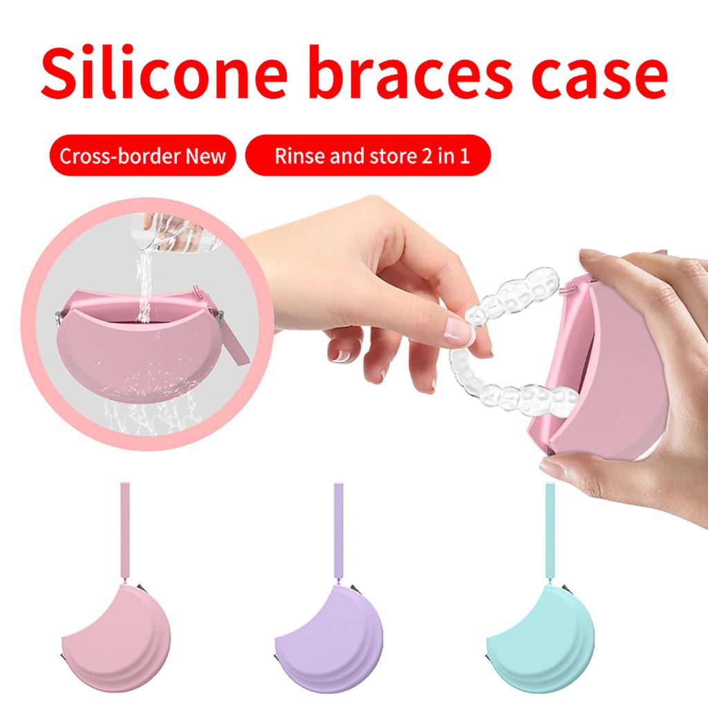 Soft Silicone Orthodontic Retainer Case Denture Storage Vent Box Hole Container Orthodontic Dental Retainer Guard