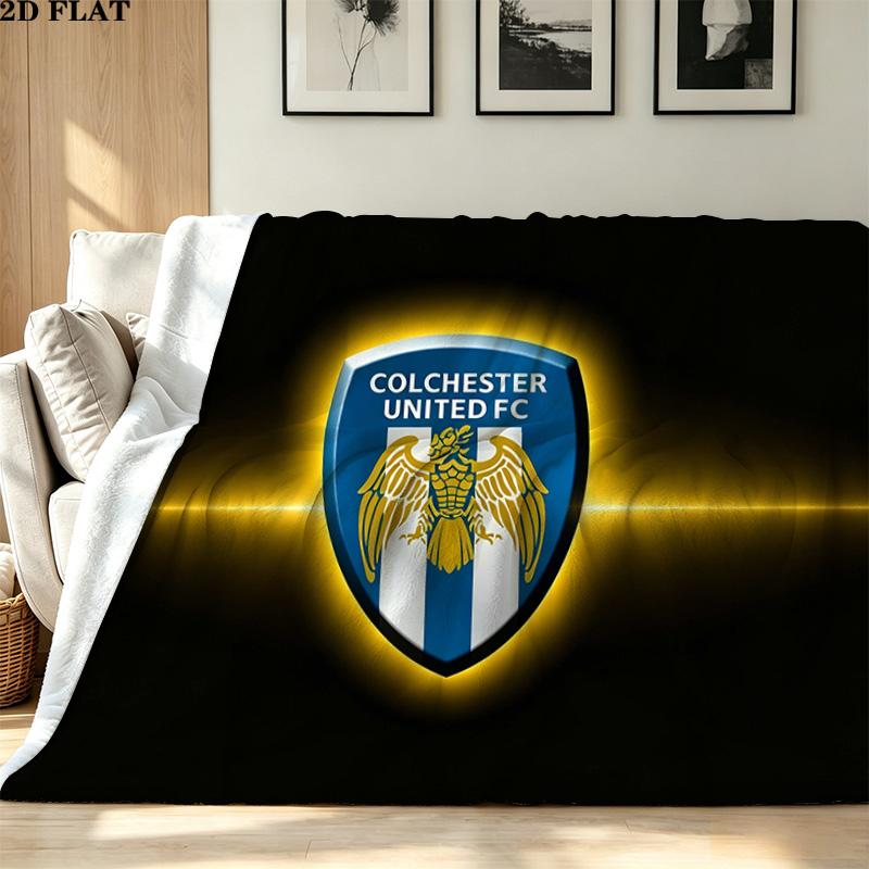 Colchester Utd FC Print Flannel Blanket High Quality Warm Comfortable Cover for All Seasons Perfect for Gifts Home Decor