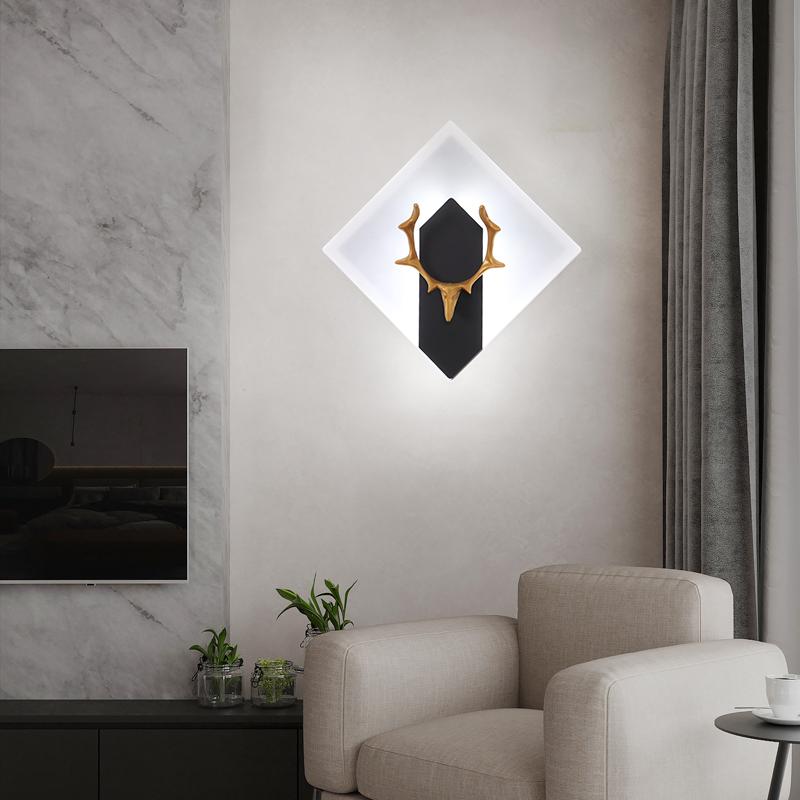 Modern LED Wall Lamp Foyer Corridor Bedroom Beside Lamp Iron+Acrylic Materials New Sconce Hotel Room Decoration Wall Light