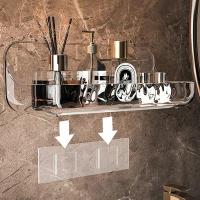 Estante de almacenamiento transparente de acrílico para baño, bandeja de almacenamiento de cosméticos sin perforaciones, organizador de maquillaje, estante para baño y cocina