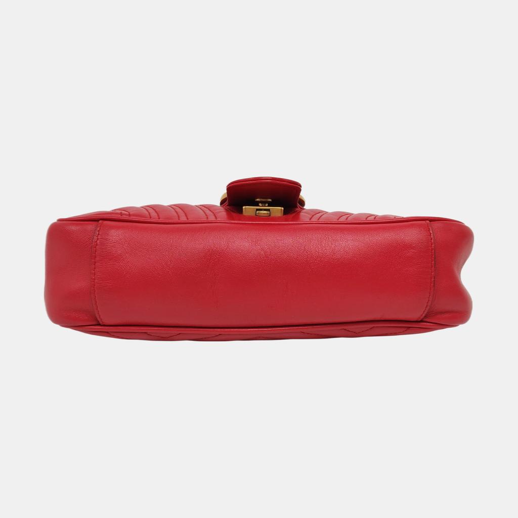 [Pre-Owned] Gucci GG Marmont Small Matelassé Shoulder Bag 'Red' - Very Good #Q733F4