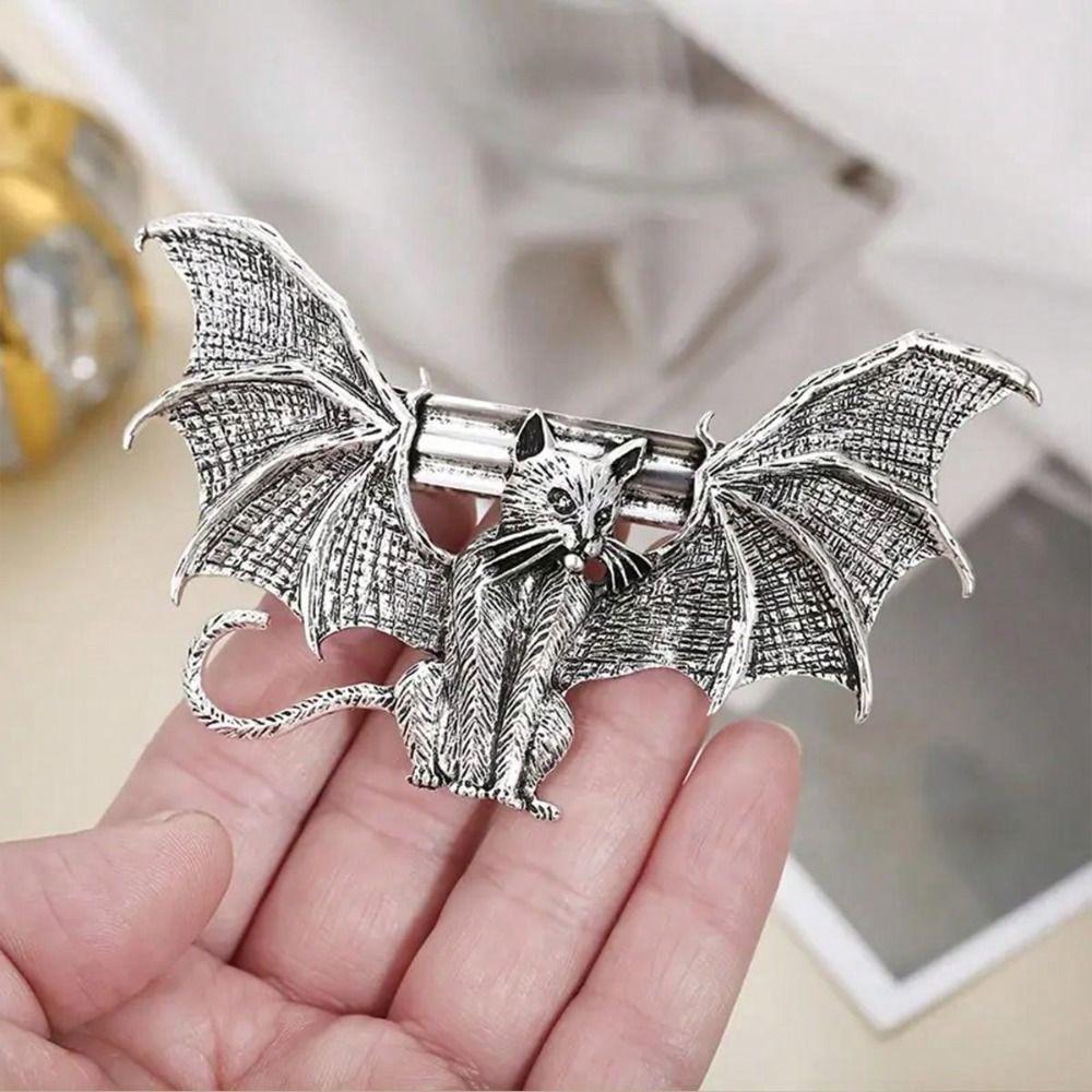Antikton Fledermaus Katze Haarspange Fledermausflügel Vintage Spange Stilvolle Gothic Haarnadel Damen