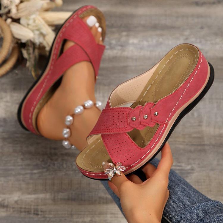 2024 Summer Versatile Non-slip Lightweight Flat Wedge Sandals - Super Comfortable & Large Size Option
