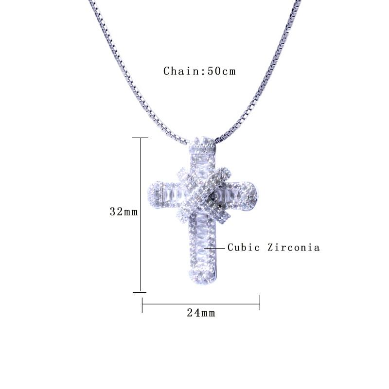 Klassisk retro skinnende Cubic Zirconia Cross for kvinner Mote Gull Sølvfarge Krystall Cross Choker Anheng Halskjede Festsmykker