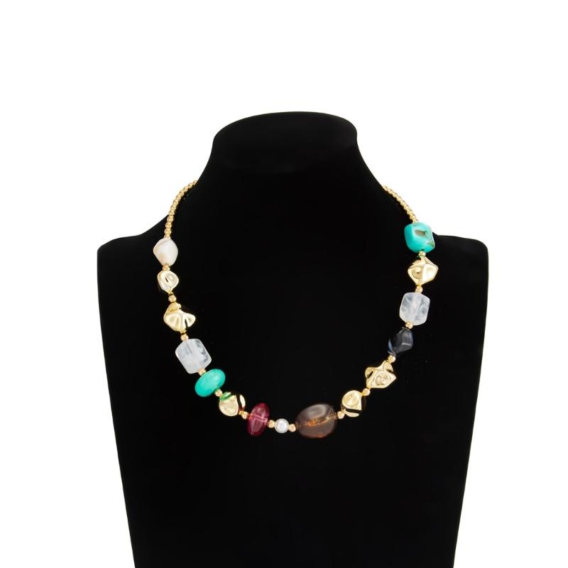 Bohemian Resin Beaded Chokers Necklace Elegant Palaces Styles Jewelry For Women