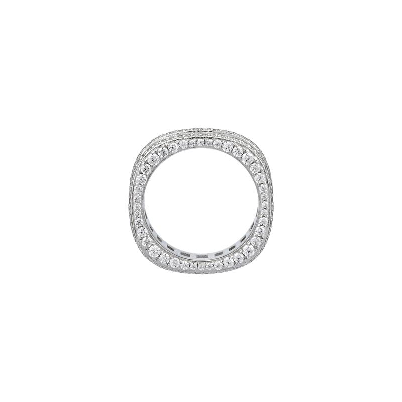 APM Monaco Pave Design, Synthetic Cubic Zirconia Alloy Ring, Same Style for Men and Women, Couple Model, Silver White W22334OX