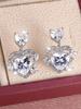 Cute Female Stone White Pink Zircon Love Heart Stud Earrings Silver Color Wedding Jewelry For Women