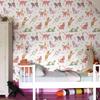 Cute Pink Cat Floral Wallpaper Chic Peel And Stick Cartoon Wall Decoration Elegant Self Adhesive Waterproof Cabinet Sticker