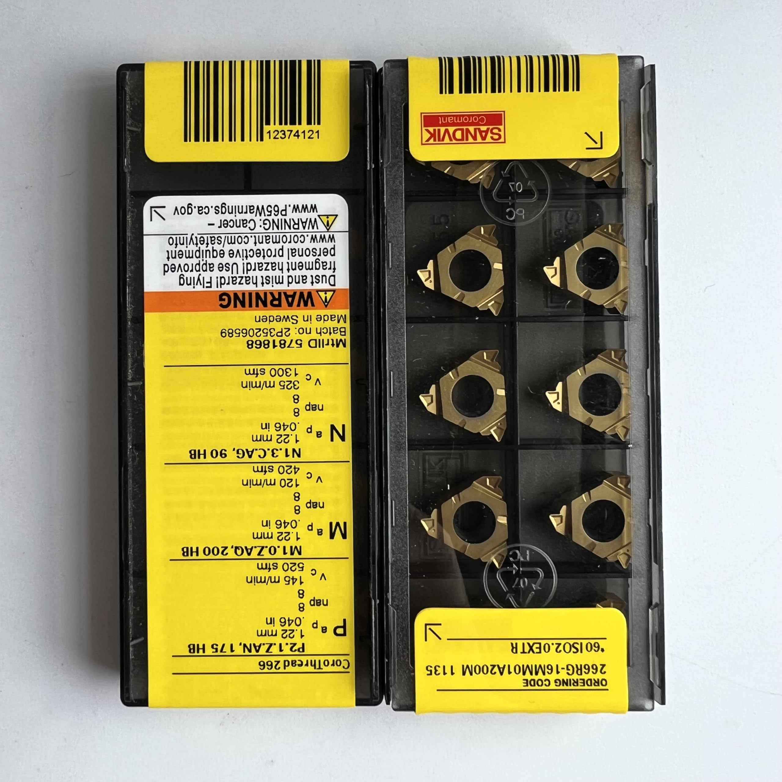 

Original Sandvik / 266RG-16MM01A200M 1135 / CNC lathe carbide blade 10 Pcs