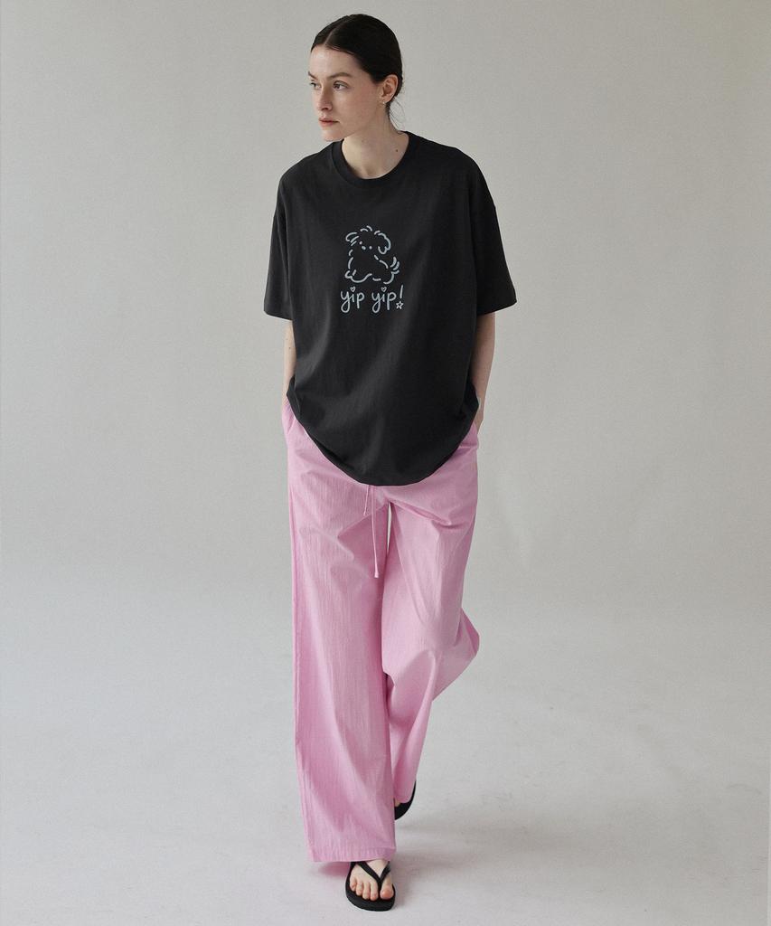 Keullaepeu Soft Embroidered Elastic Waist Pants _Pink