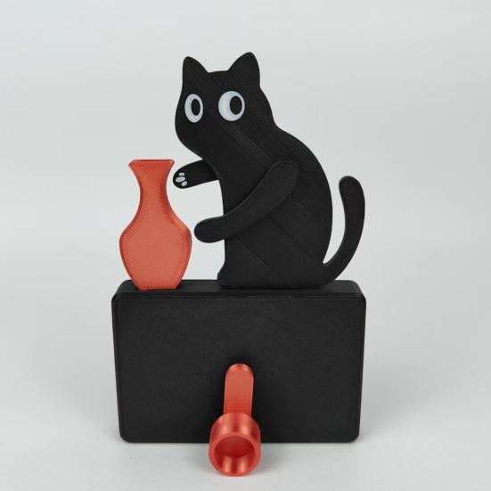 Jijijing Cat Pushing Vase Refrigerator Magnet, 3D Printed Whiskers Holder Pet Memorial Keepsake Decoration, Gift for Cats Lovers