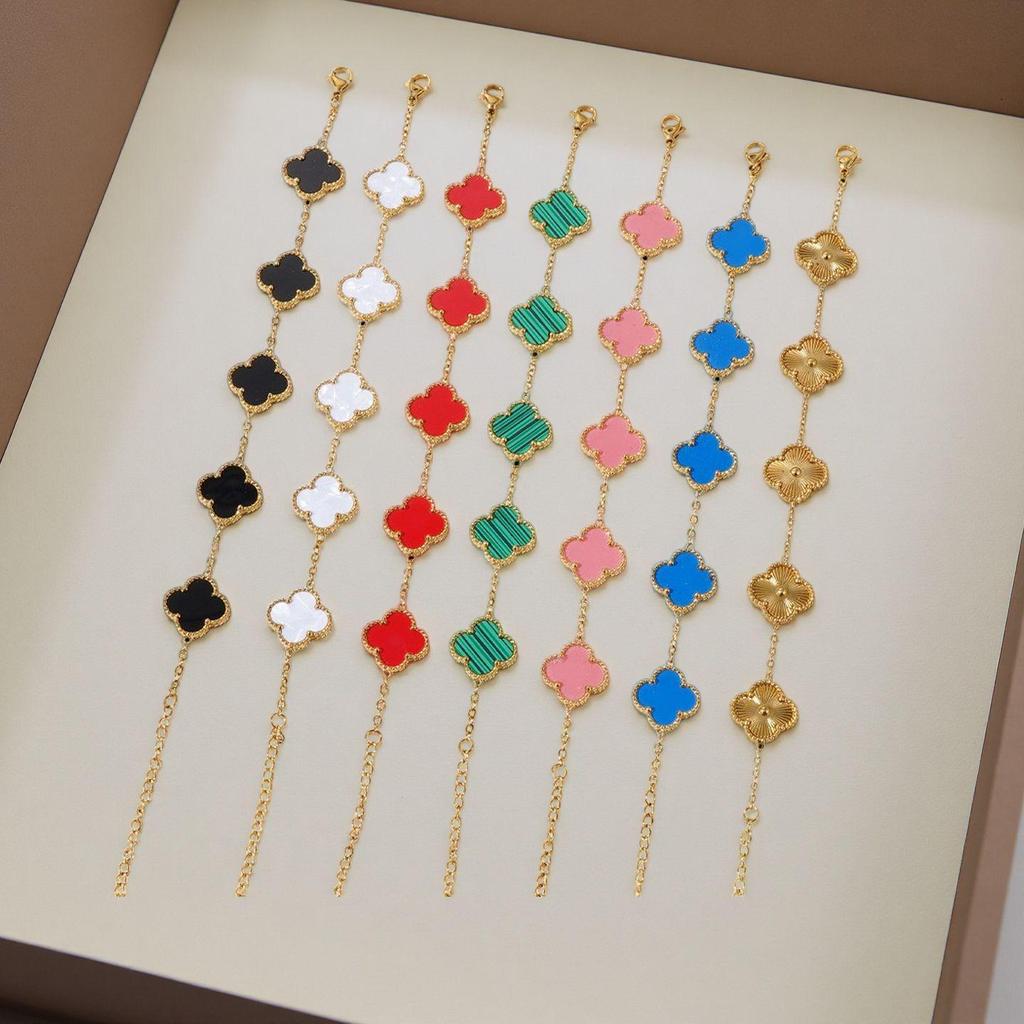 13mm Titanium Steel Lucky Four-Leaf Clover Bracelet - 18K Non-Fading Daily Wear Dopamine Jewelry