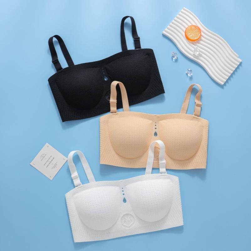 Non Slip Strapless Bra Women's Strapless Bra Anti Glare Bra Wrapped Bra Beautiful Back Gathered Bra