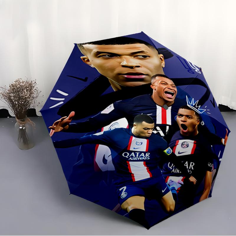Printed Kylian Mbappé Printed Folding Umbrella,Outdoor,Leisure,And Travel Umbrella,Durable Umbrella Fabric,Birthday And Holiday Gift
