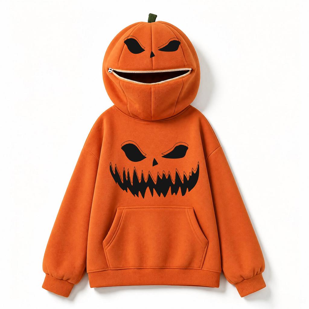 Unisex Kids Halloween Pumpkin Print Hoodie Sweatshirt Retro Top