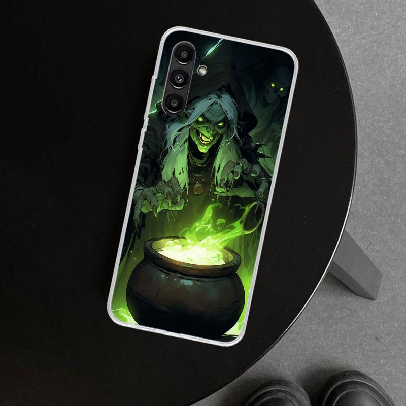 Halloween Moon Witch Horror Phone Case Cover for Samsung Galaxy A17 A16 A26 A36 A56 A57 A37 A15 A25 A35 A55 A14 A24 A34 A54 A13