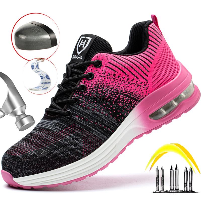 New Breathable Safety Shoes Men Women Steel Toe Work Boots Air Cushion Working Sneaker Puncture Proof Safety Work Boots Security