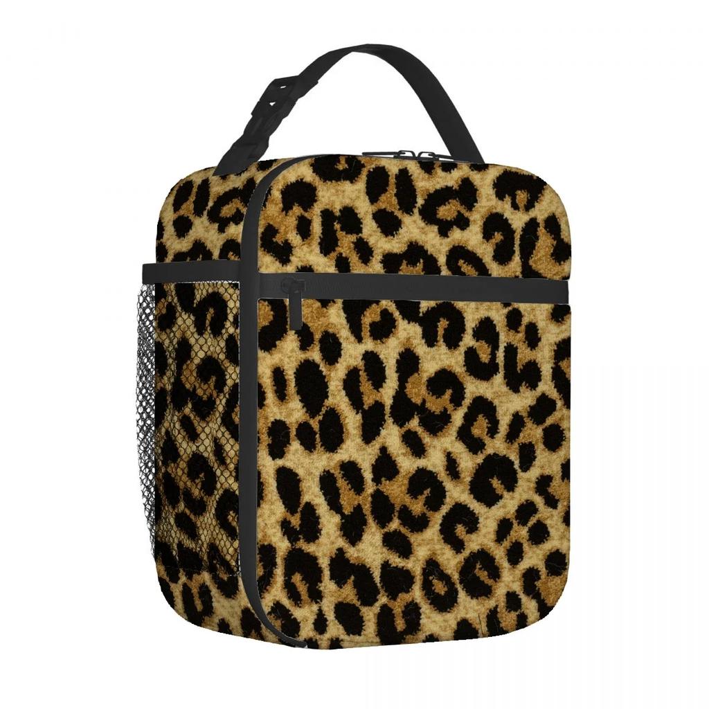 Leopard Print Portable Aluminum Foil Thickened Insulated Office Lunch Bag Waterproof Lunchs Bags Tote Bags