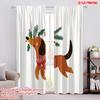 2pcs,2D Plane Printing Popular Curtain Panels Christmas Dachshund Reindeer Dog (4) Polyester Fabric (without Rod) Holiday for