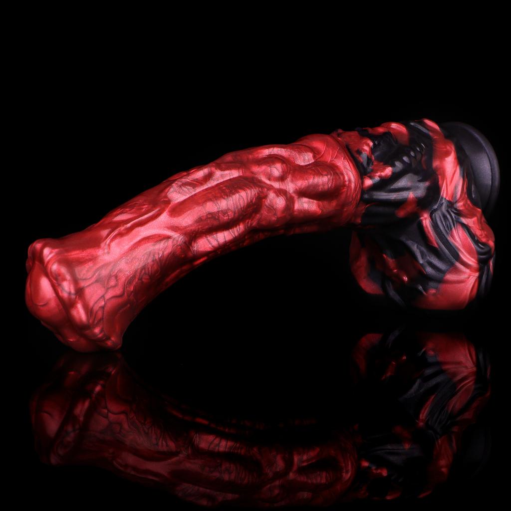 NSFU Animal Horse Dildo with Sucker Silicone Red&Black Fake Penis Long Anal Plug Orgasm Masturbator Sex Toys For Women Men
